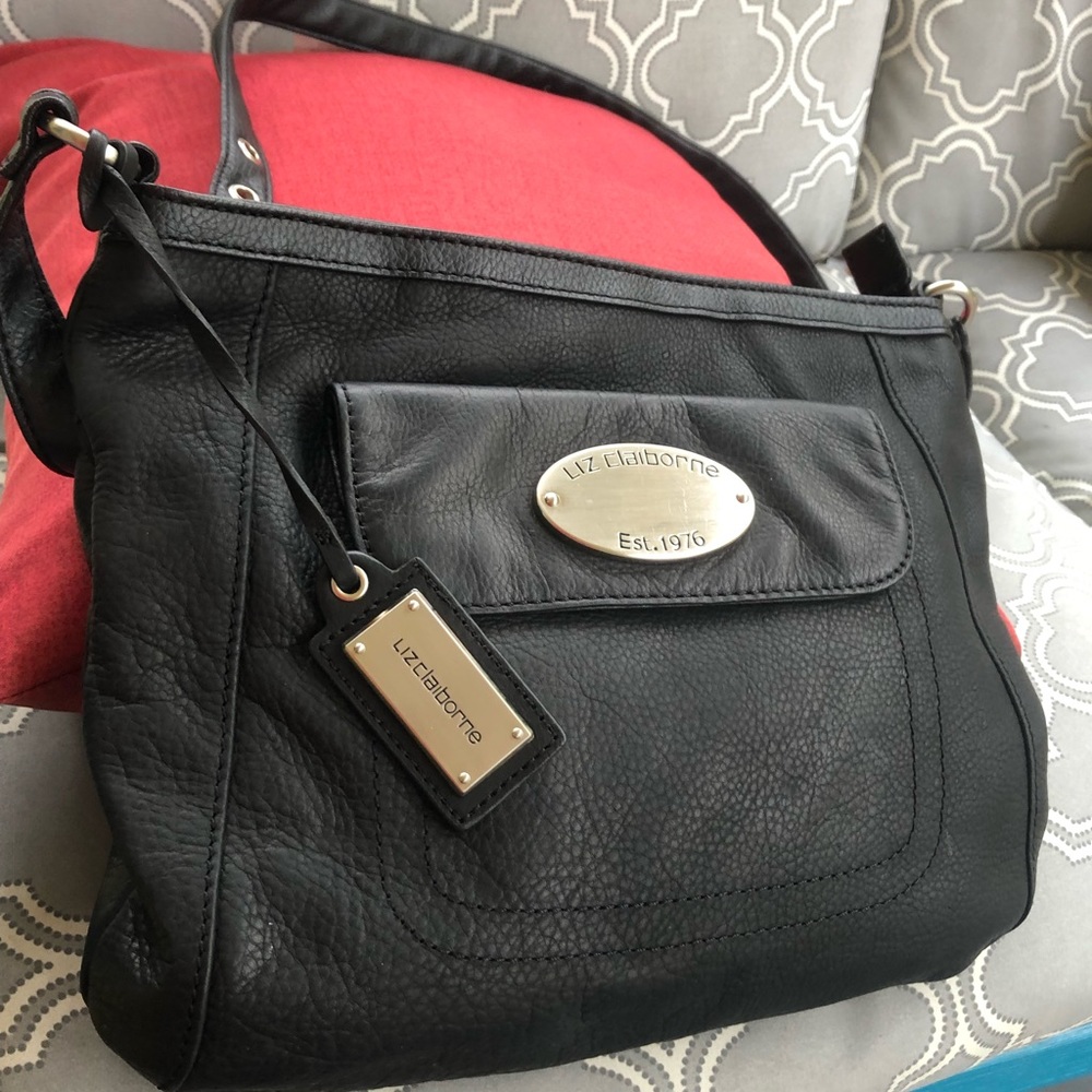 Liz Claiborne black leather purse women’s GUC